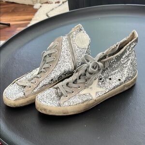 Golden Goose Silver Glitter High-Top Sneakers